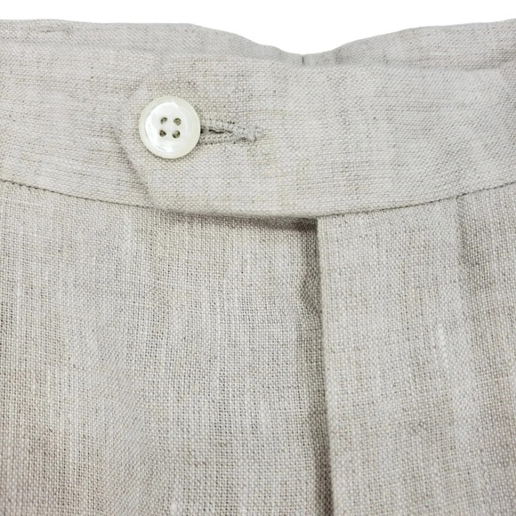 Fairway & Geene Golf Shorts Linen Oatmeal Pleated High Rise Lightweight - Picture 3 of 5